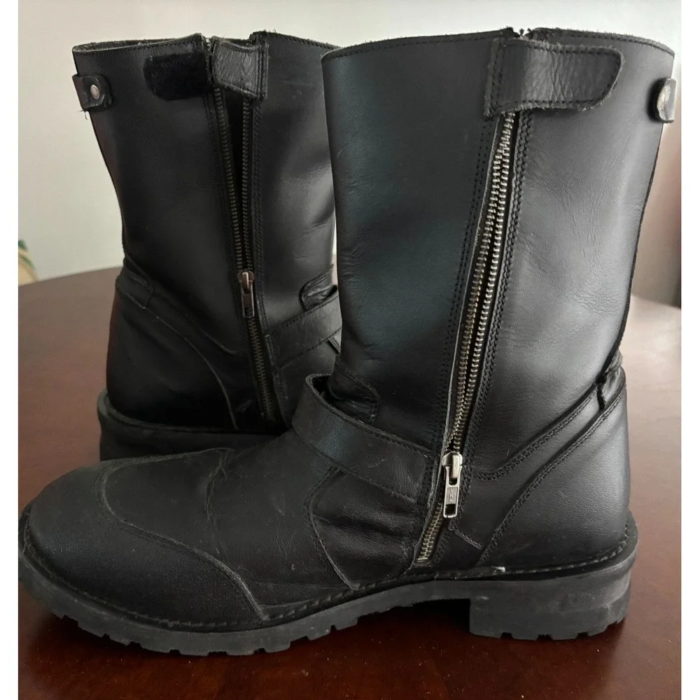Milwaukee Motorcycle Boots 15 Black Leather Square Biker Oil Resist Harness Goth